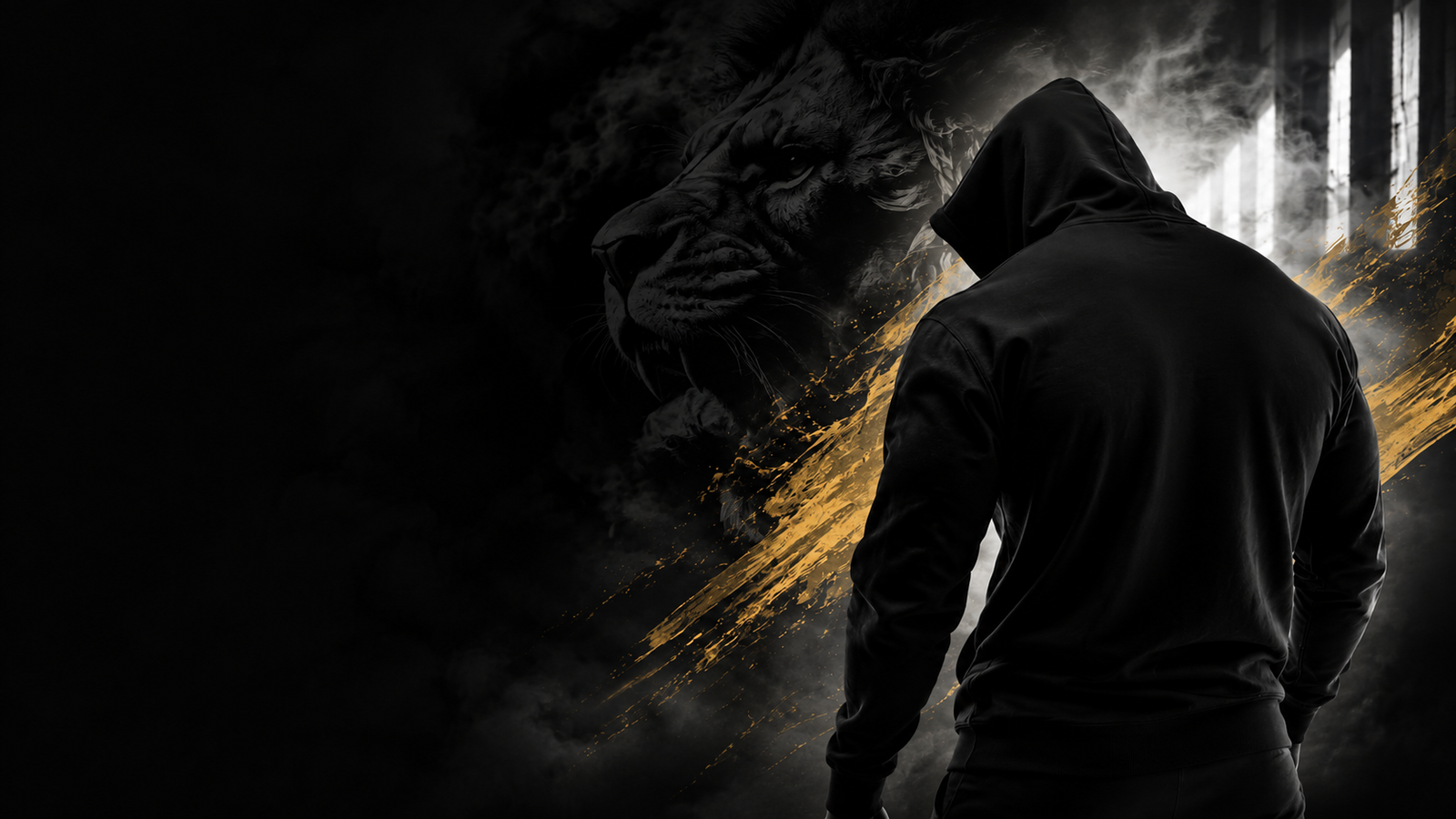A hooded athlete standing in the dark